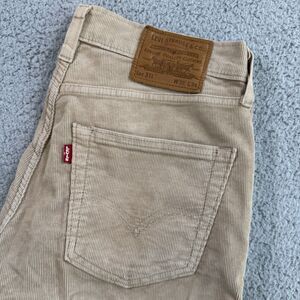 Levis 511 Pants Mens 32x34 Beige Corduroy Slim Fit Casual Stretch Jeans